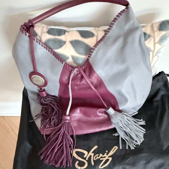 Sharif Handbags - Sharif Burgundy and Gray Hobo Bag